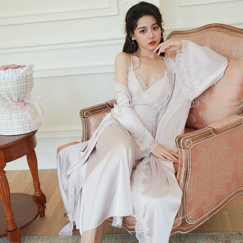 Women's Fashion Simple Sling Outside The Ice Silk Sleep Set