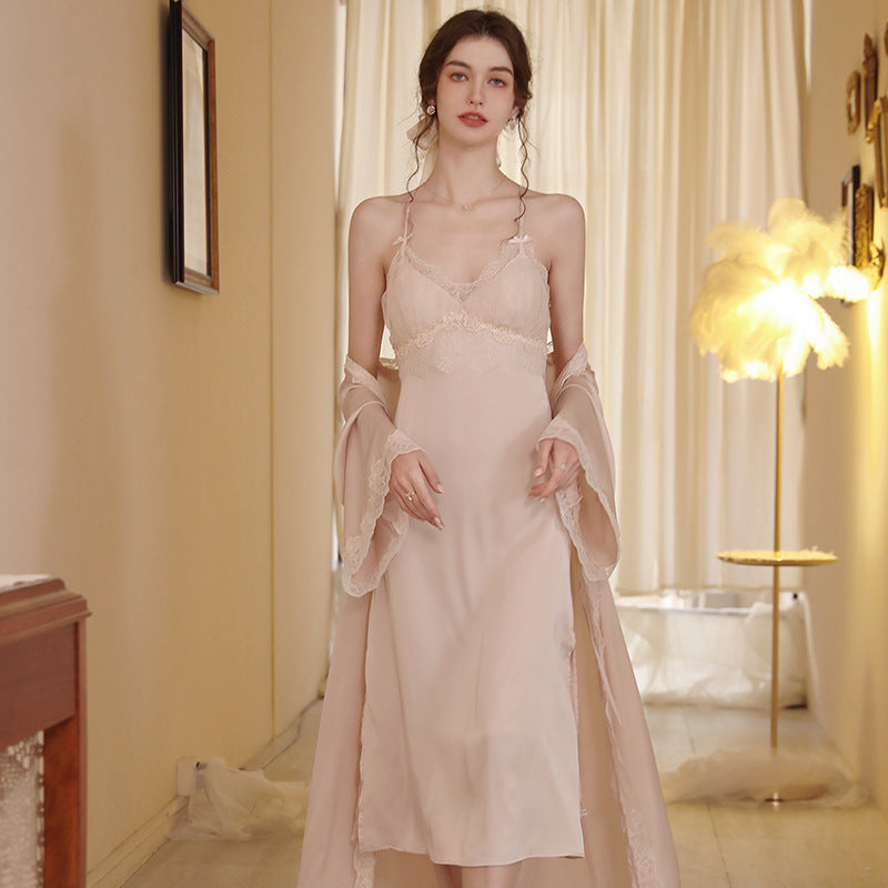 Women's Fashion Simple Sling Outside The Ice Silk Sleep Set