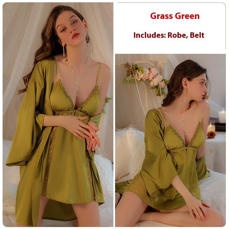 Sexy Pure Desire Sleepwear Lace Solid Color Strap Skirt