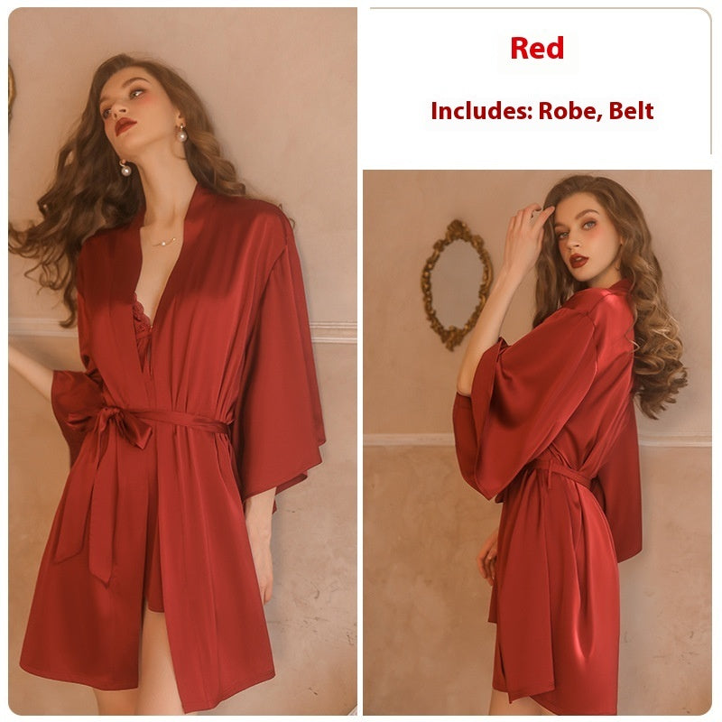 Sexy Pure Desire Sleepwear Lace Solid Color Strap Skirt