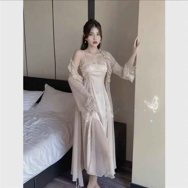 Slip Nightdress Women's Lace Home Wear Two-piece Set