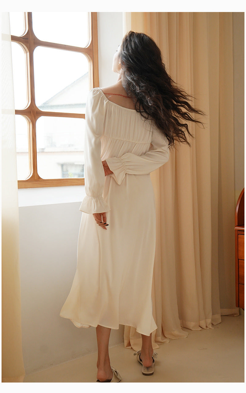 Long Ice Silk Nightdress Women's Thin Loose Home Wear