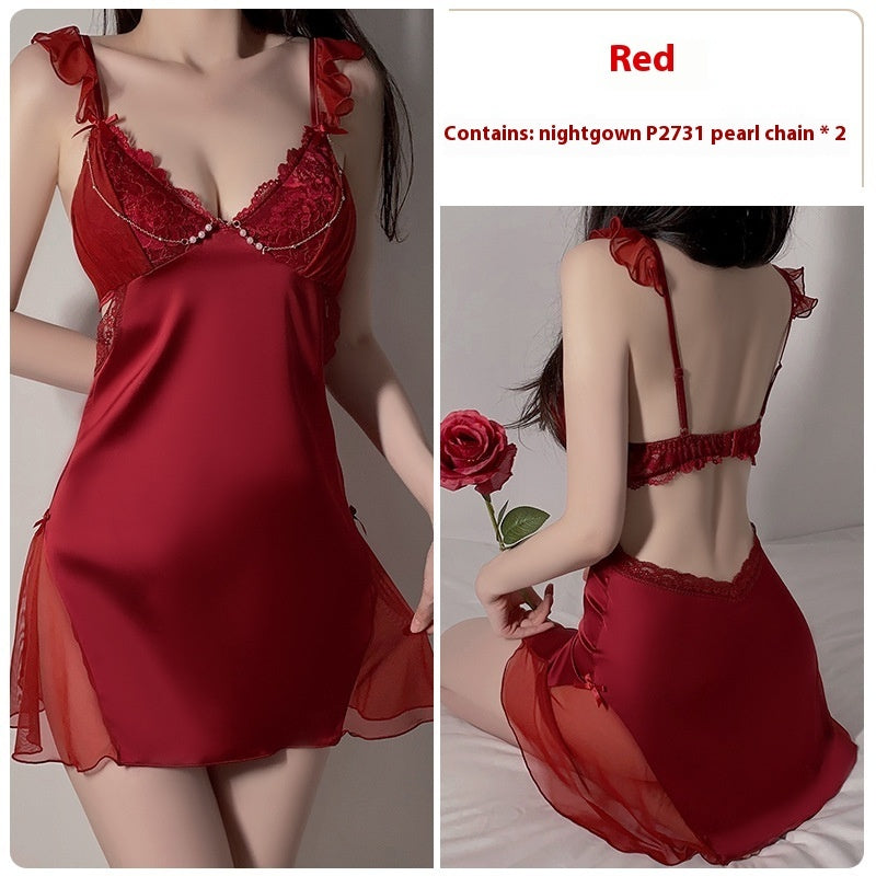 Lace Slip Nightdress Outerwear Gown Homewear Suit