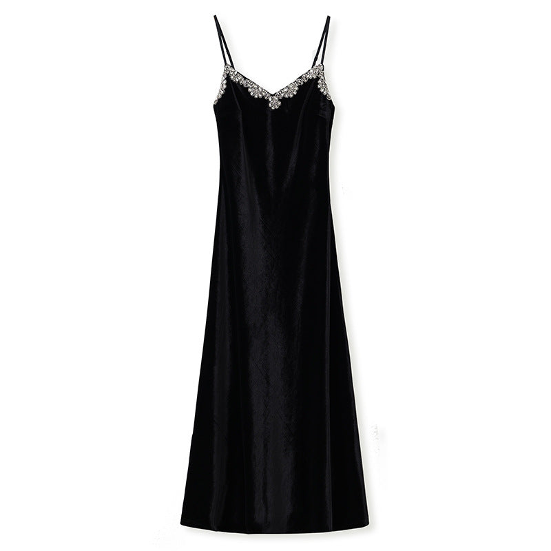 Womens Fit-and-Flare Sheath Dress With Beaded Straps And A Defined Waist