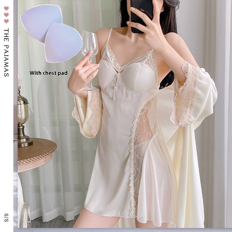 Girls' Night Skirt Suit Ice Silk Suspender Skirt Outerwear Gown Two-piece Set