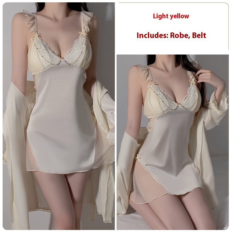 Lace Slip Nightdress Outerwear Gown Homewear Suit