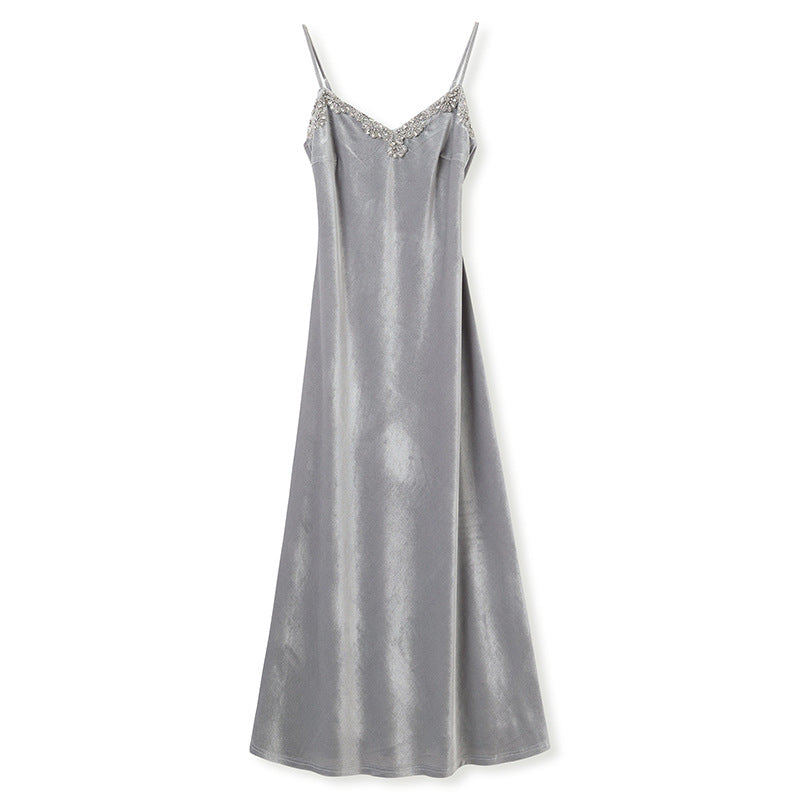 Womens Fit-and-Flare Sheath Dress With Beaded Straps And A Defined Waist