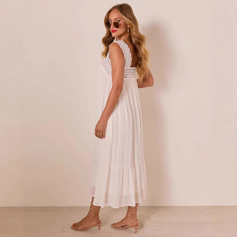 Women's Fashion Lace Sleeveless Dress With Tie